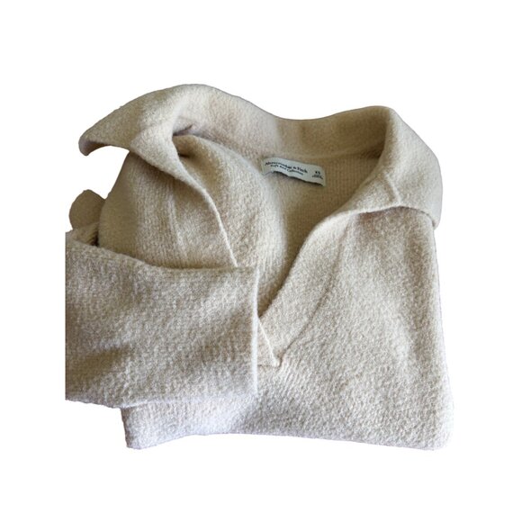 Abercrombie & Fitch Soft A&F Collection Semi Cropped XS Beige Collared Sweater - Picture 4 of 15
